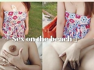 Asien, Groß titten, Masturbieren, Im freien, Öffentliche, Muschi, Dilettant, Beule schuss, Creampie, Strand