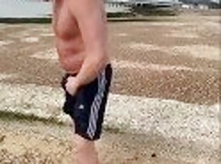 Straight British Bloke Pissing In His Shorts At The Beach @AlphaMaleXXL