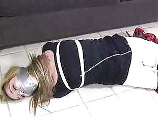 Girl Bound and Duct Tape Gagged Bondage