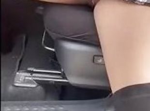 Naughty girl in car takes off stockings and thong to walk in public (Jennyfer Quenn)