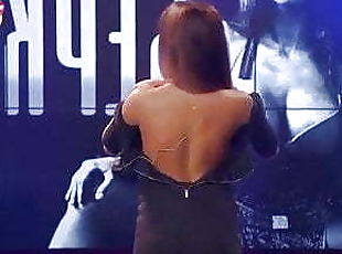 Russian pornstar Berkova shows tits on TV