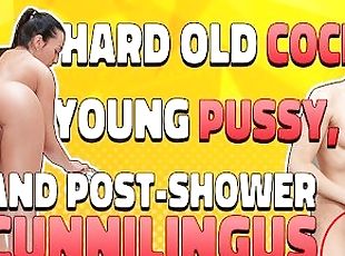 OLD4K. Bald dad is happy to see charming brunette Anne Rose