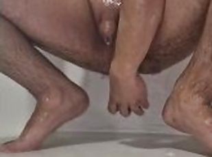 Anal training while im having a shower with pissing