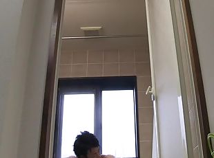 Asiatique, Baignade, Poilue, Maman et garçon, Orgasme, Ejaculation sur le corps, Milf, Maman, Japonais, Branlette