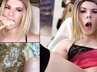 Masturbation, Shemale, Amatör, Cumshot, Gigantisk kuk, Avrunkning, Sprut, Blond, Vacker, Kuk