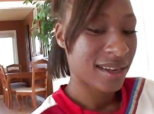 Cum drenched ebony teen cheerleader