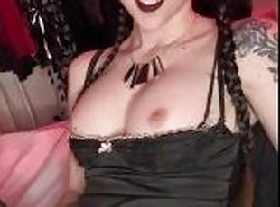 Goth Step Mommy Domme shoots huge cum load on your face
