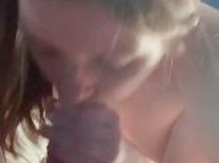Girlfriend Swallows Huge Load Gagging on Cock Cum Swallowing Two Handed Blowjob Amateur Real Couple