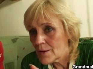 Blonde grandma banged after football match