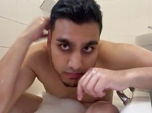 bañando, masturbación, amateur, chorro-de-corrida, gay, paja, indio, universidad, corrida, a-solas