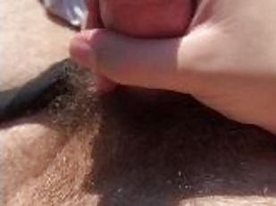 Horny Teen Masturbates while Tanning - Horny Teen with Hairy Pubes