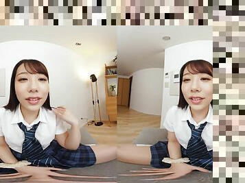 Pretty Japanese schoolgirl in uniform in POV VR 60fps hardcore - Big Asian tits