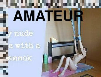 My nude yoga with a hammok