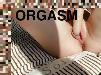 masturbation, orgasm, fitta-pussy, leksak, fingerknull, kåt, dildo, rumpa-butt, rakad, vått