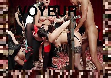 Bondage Subjects Dominated With Sex To Entertain Voyeur Group