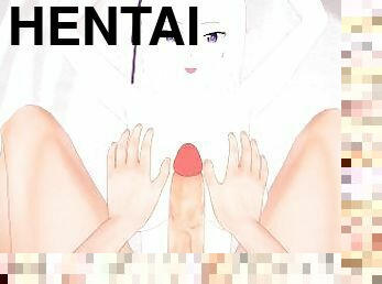 röv, storatuttar, anal, avsugning, creampie, första-gången, anime, hentai, vit