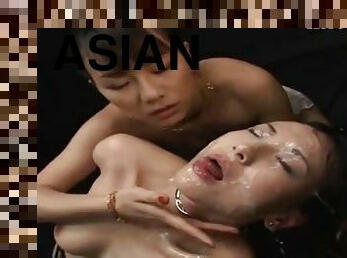 asia, mandi, lesbian-lesbian, sperma, mandi-shower