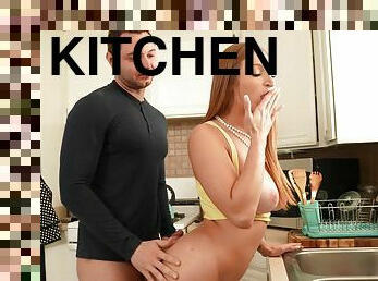 Reality Kitchen Fuck - my big ass redhead stepmom drilled from behind by young stud