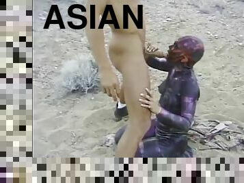 asiatisk, anal, avsugning, holländsk