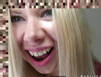 Blonde Russian Fucks In Staircase