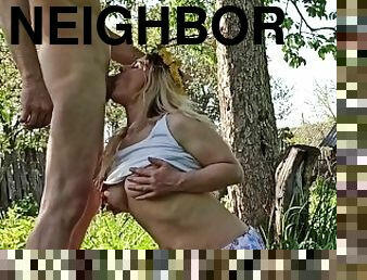 I fuck my neighbor in the garden while husband is at work