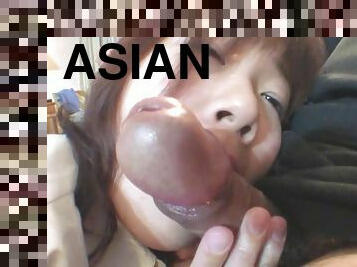 Asian nasty vixin worships huge dick