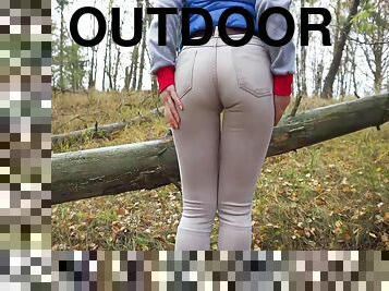 Girl In Tight Pants Showing Off Her Visible Panty Line Ass Outdoor 6 Min