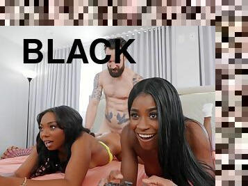 Lewd black slut threeway breathtaking sex movie