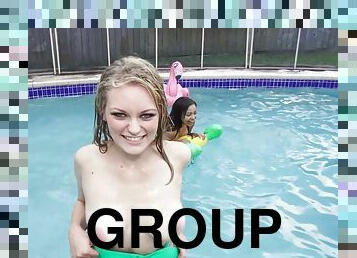 fest, pussy, tenåring, hardcore, gruppesex, hore, svømmebasseng, vakker