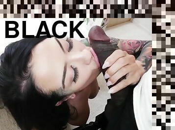 Blindfolded katrina jade sucking enormous black cock