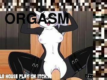 orgasm, fitta-pussy, creampie, sprut, hentai, latex, skrivbord, boss, vått, ben