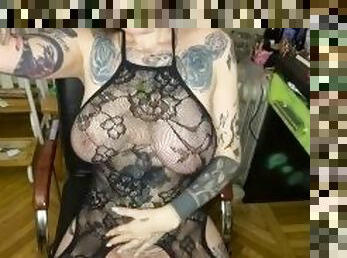 Huge tits tattoed girl