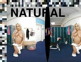 Solo Louise P - Off To The Showers - Blonde with big natural tits in POV VR
