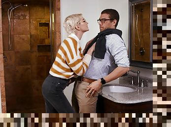 When Nerds Attack part 1 - Blonde student in glasses Skye Blue fucked in bathroom