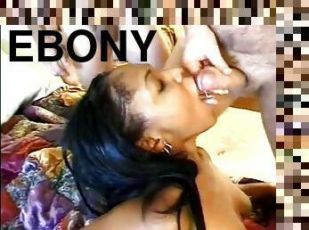 Slutty ebony babe gets nailed by four white guys