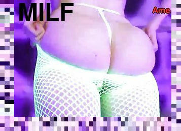 Shameless MILF Neon Fishnet Lingerie Tease