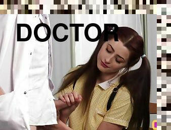 CFNM eighteen years old in college uniform suck and jerks doctor dick