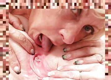 Lesbian Czech Grannies - ugly GILF eating cunt and playng with vibrator