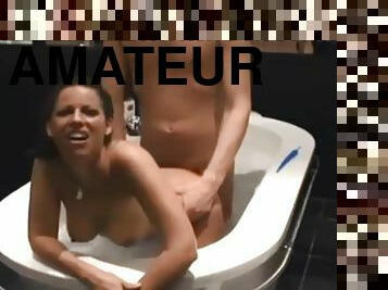 Sexy brunette amateur babe horny screaming sex in her bath