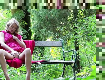 Pink in Park - nasty teen Aislin public masturbation