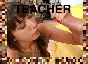 Old teacher helps steamy schoolgirl to squirt