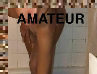 baden, dilettant, anal-sex, junge, latina, creampie, hintern, dusche, dutch