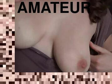 gros-nichons, levrette, chatte-pussy, amateur, mature, point-de-vue, gros-seins, rasé, cougar