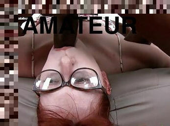 Nerdy Redhead Throat Pumped By BBC