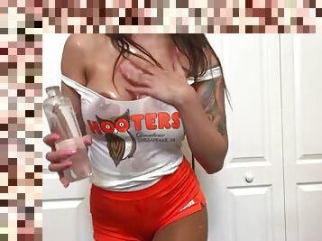 Hooters girl oily strip