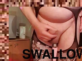 Cam jerk off and swallow