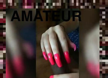 Amazing long nails handjobs