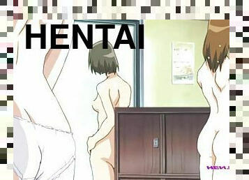 groß-titten, doggy, blasen, beule-schuss, immens-glied, junge, tief-in-die-kehle, creampie, anime, hentai