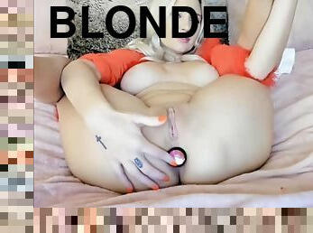 Pretty blonde webcam babe girl with analplug
