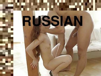 russisk, mager, skønheder, teenager, små-patter